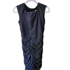 Taylor Dress Size 8 Sleeveless Scrunchy Style Dark Gray 1/2 Zipper Back Lined